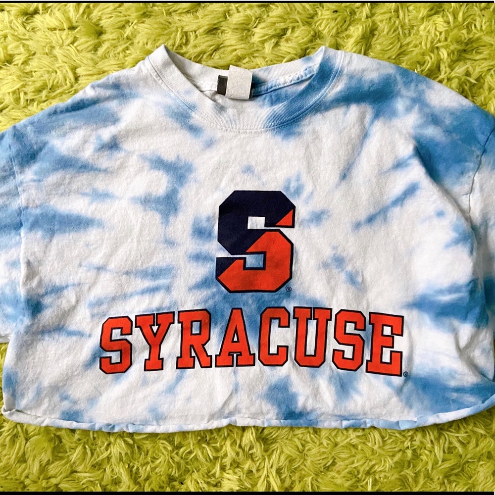 Handmade tie dye cropped syracuse shirt.